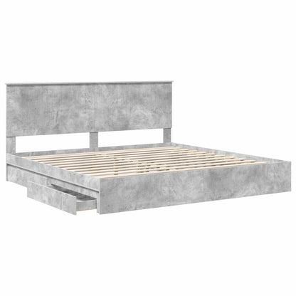 Letto con Contenitore con testiera Grigio cemento 200 x 200 cm | homemem39