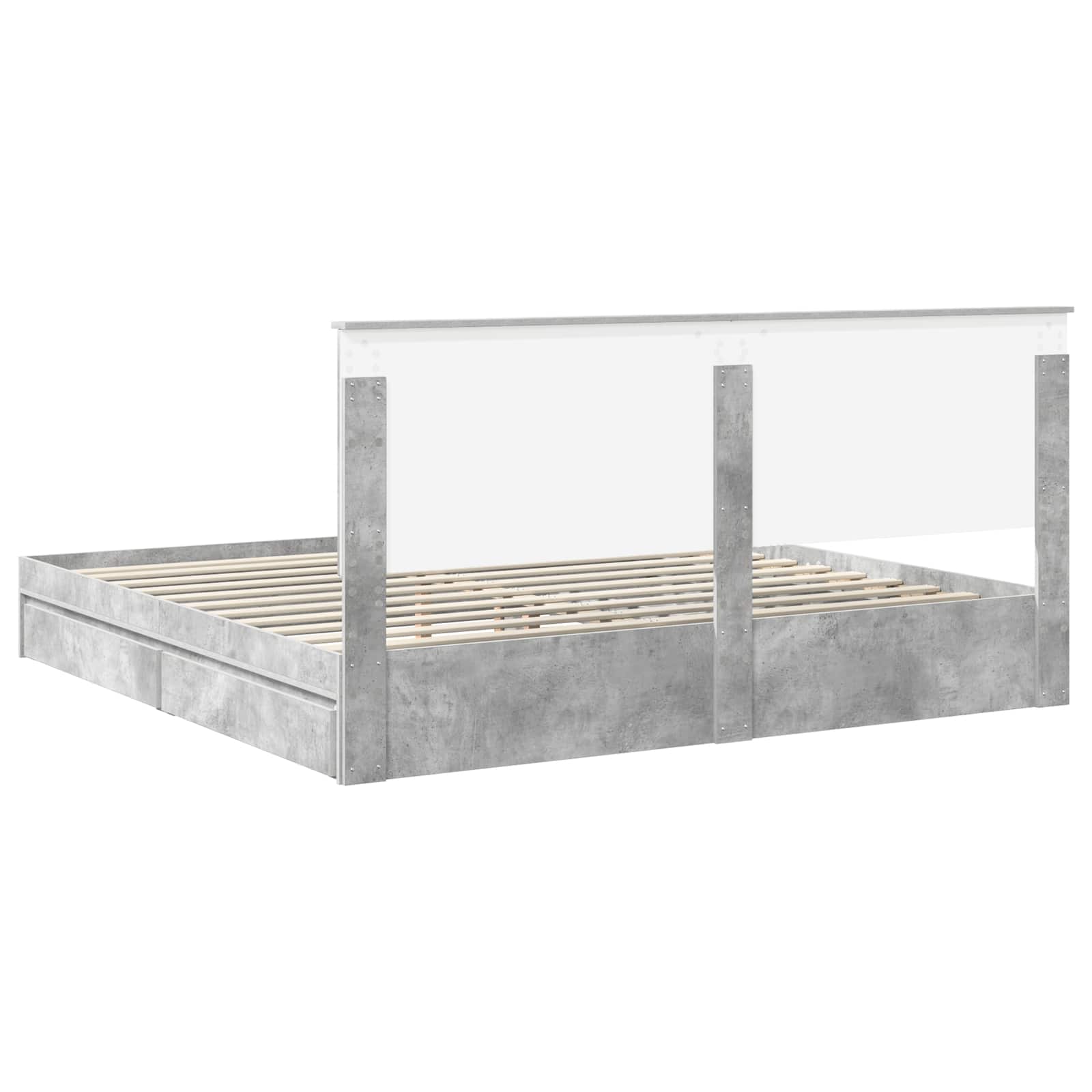 Letto con Contenitore con testiera Grigio cemento 200 x 200 cm | homemem39