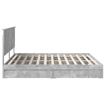 Letto con Contenitore con testiera Grigio cemento 200 x 200 cm | homemem39