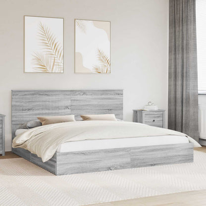 Letto con Contenitore con testiera Grigio Sonoma 200 x 200 cm | homemem39