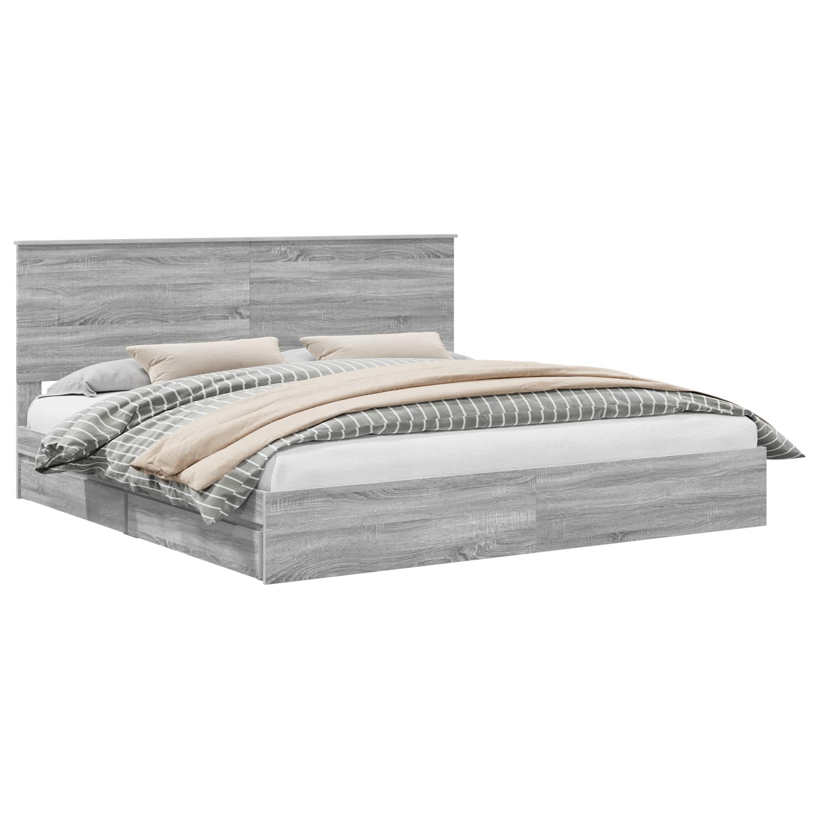 Letto con Contenitore con testiera Grigio Sonoma 200 x 200 cm | homemem39