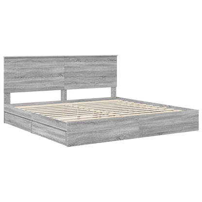 Letto con Contenitore con testiera Grigio Sonoma 200 x 200 cm | homemem39