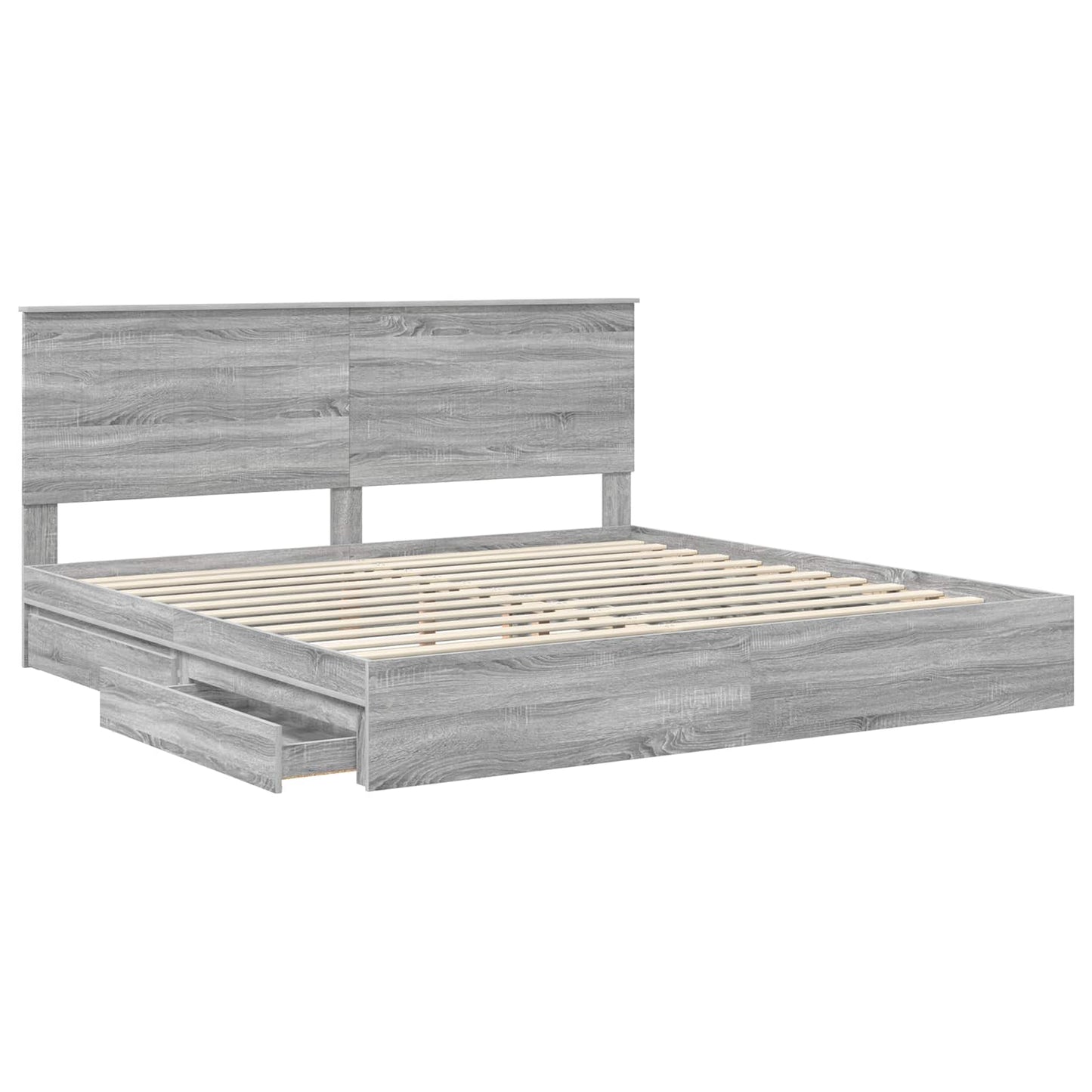 Letto con Contenitore con testiera Grigio Sonoma 200 x 200 cm | homemem39
