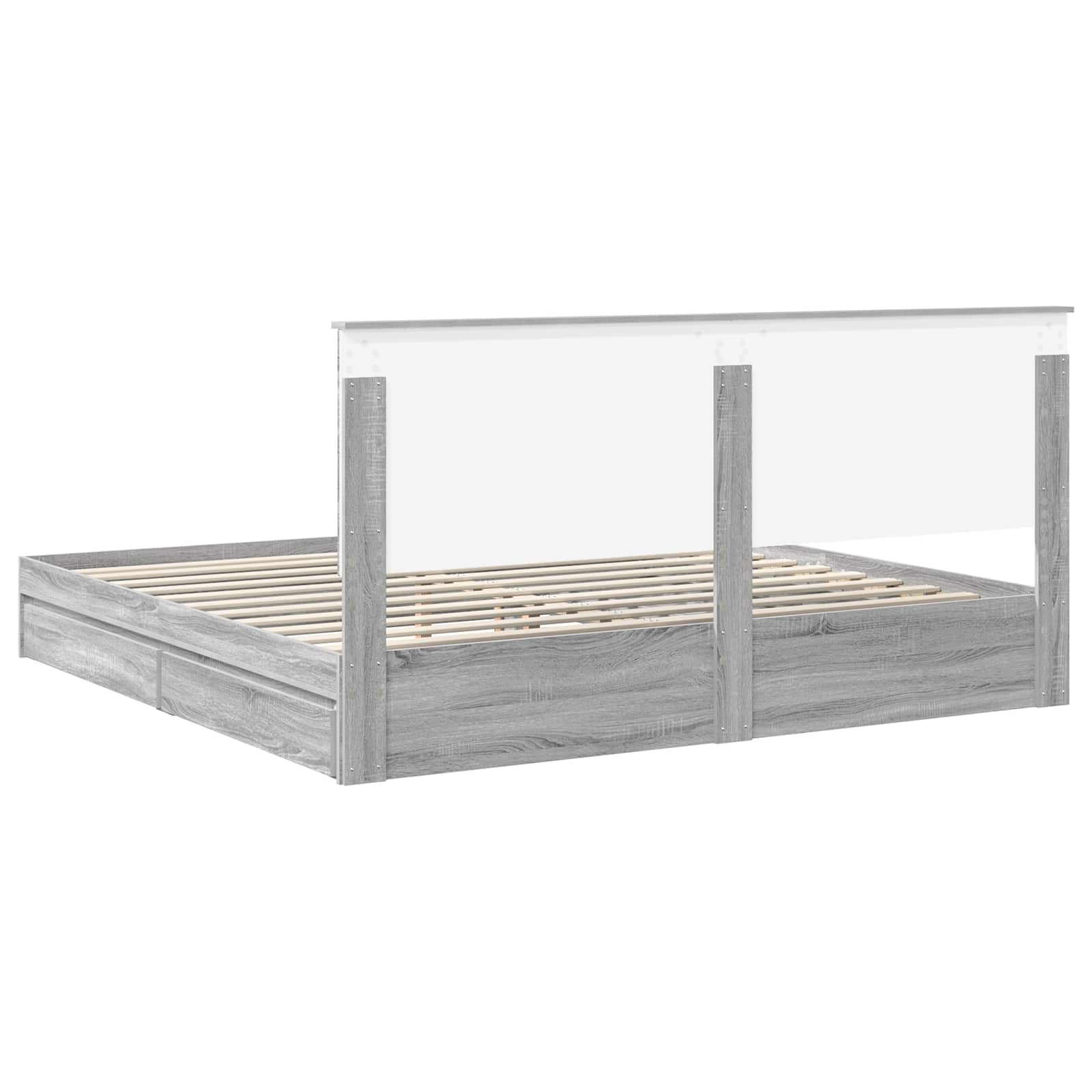 Letto con Contenitore con testiera Grigio Sonoma 200 x 200 cm | homemem39