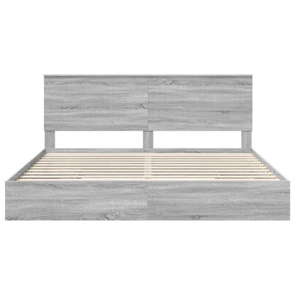 Letto con Contenitore con testiera Grigio Sonoma 200 x 200 cm | homemem39