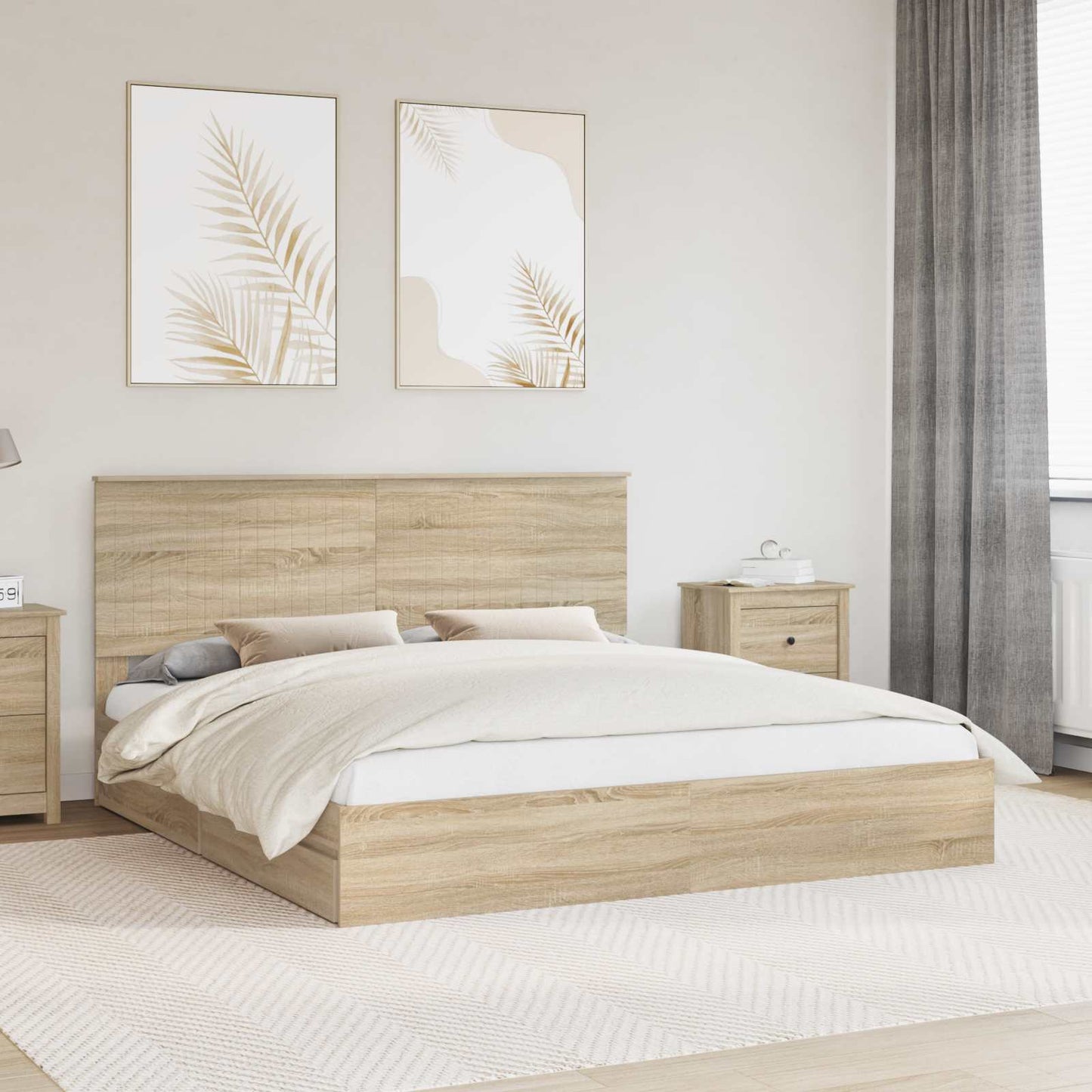 Letto con Contenitore con testiera Rovere Sonoma 180 x 200 cm | homemem39