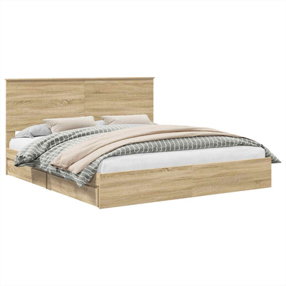 Letto con Contenitore con testiera Rovere Sonoma 180 x 200 cm | homemem39