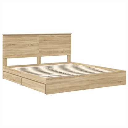 Letto con Contenitore con testiera Rovere Sonoma 180 x 200 cm | homemem39