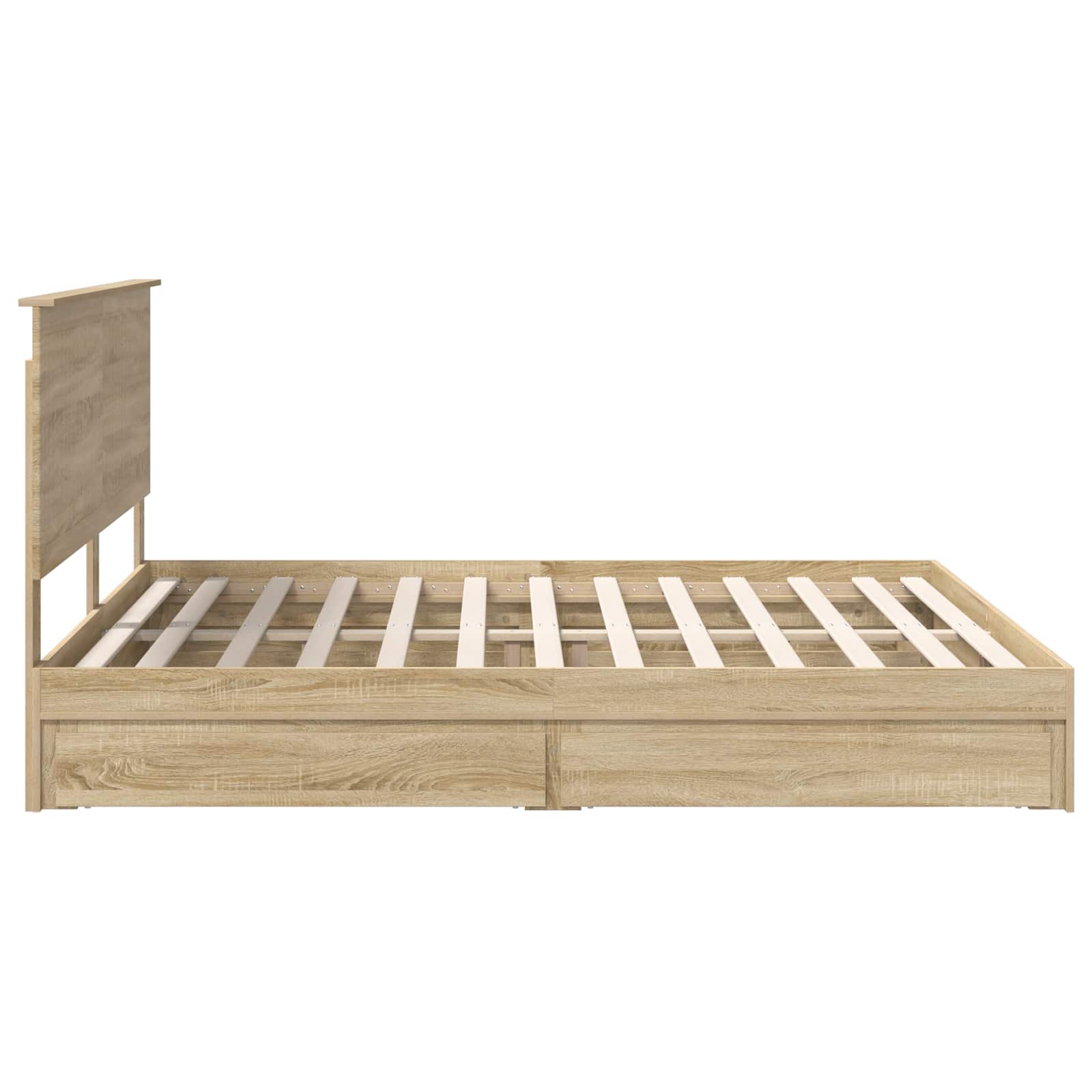 Letto con Contenitore con testiera Rovere Sonoma 180 x 200 cm | homemem39