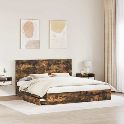 Letto con Contenitore con testiera Rovere fumé 180 x 200 cm | homemem39