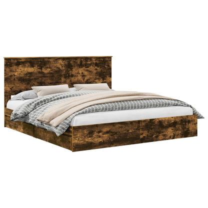 Letto con Contenitore con testiera Rovere fumé 180 x 200 cm | homemem39