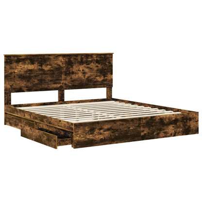 Letto con Contenitore con testiera Rovere fumé 180 x 200 cm | homemem39