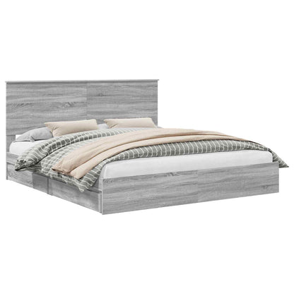 Letto con Contenitore con testiera Grigio Sonoma 180 x 200 cm | homemem39