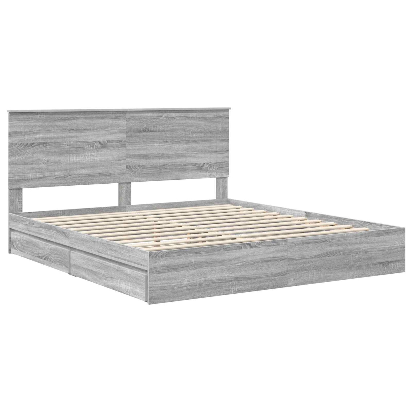 Letto con Contenitore con testiera Grigio Sonoma 180 x 200 cm | homemem39