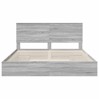 Letto con Contenitore con testiera Grigio Sonoma 180 x 200 cm | homemem39