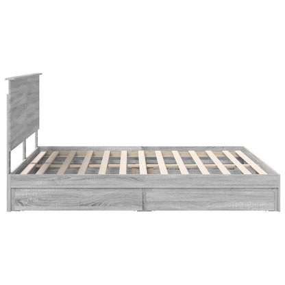 Letto con Contenitore con testiera Grigio Sonoma 180 x 200 cm | homemem39