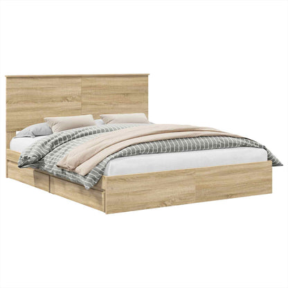 Letto con Contenitore con testiera Rovere Sonoma 160 x 200 cm | homemem39