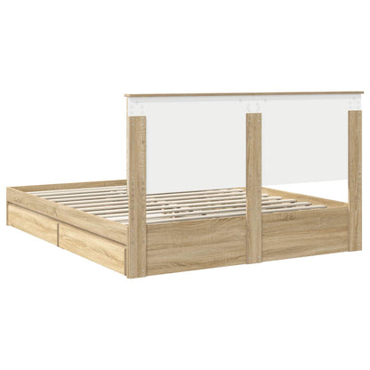 Letto con Contenitore con testiera Rovere Sonoma 160 x 200 cm | homemem39