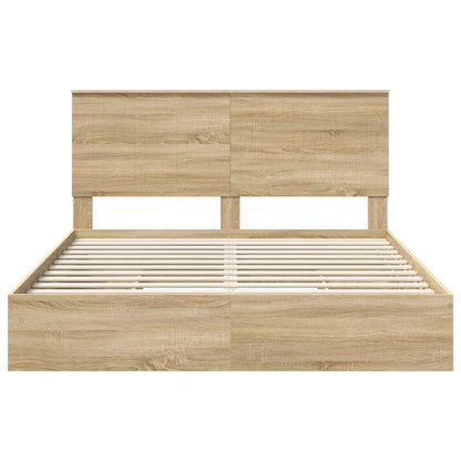Letto con Contenitore con testiera Rovere Sonoma 160 x 200 cm | homemem39