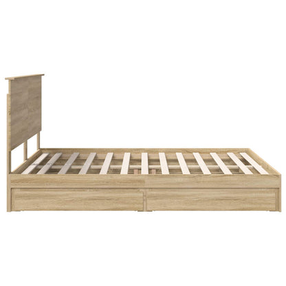 Letto con Contenitore con testiera Rovere Sonoma 160 x 200 cm | homemem39