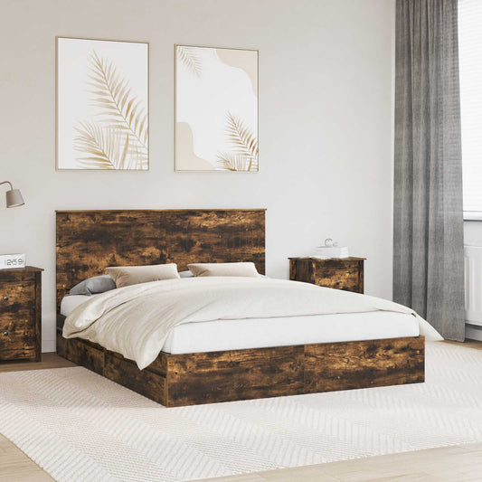 Letto con Contenitore con cassetto Rovere fumé 160 x 200 cm