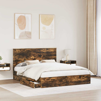 Letto con Contenitore con testiera Rovere fumé 160 x 200 cm | homemem39