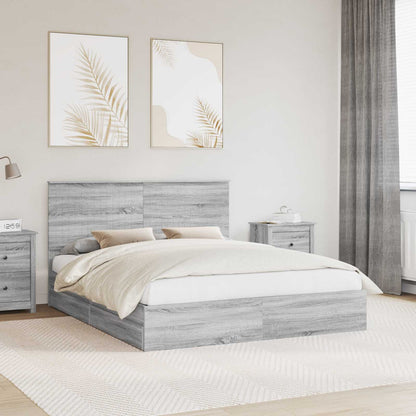 Letto con Contenitore con testiera Grigio Sonoma 160 x 200 cm