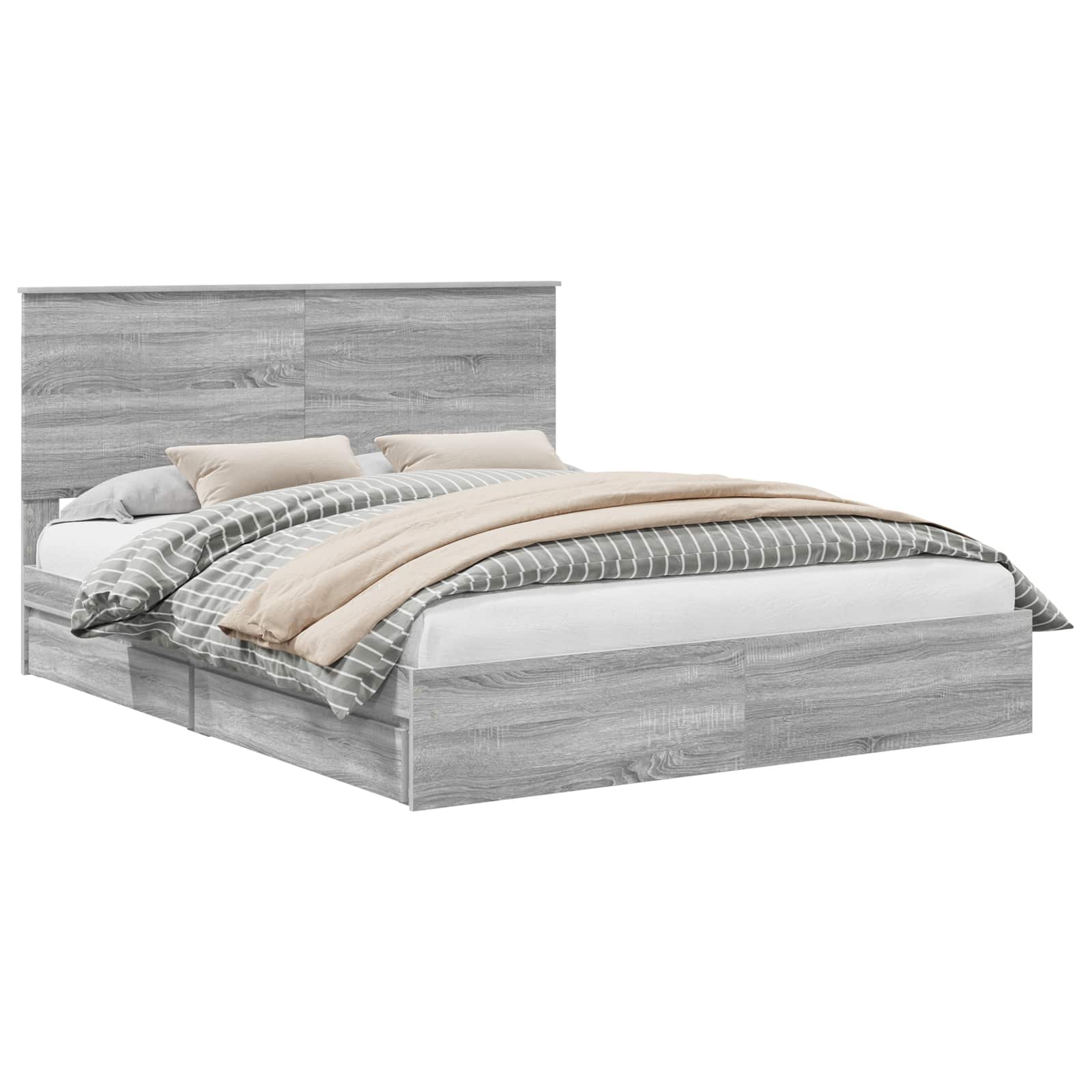 Letto con Contenitore con testiera Grigio Sonoma 160 x 200 cm | homemem39