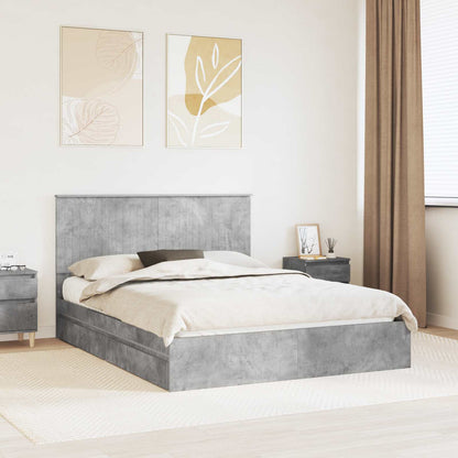 Letto con Contenitore con testiera Grigio cemento 150 x 200 cm