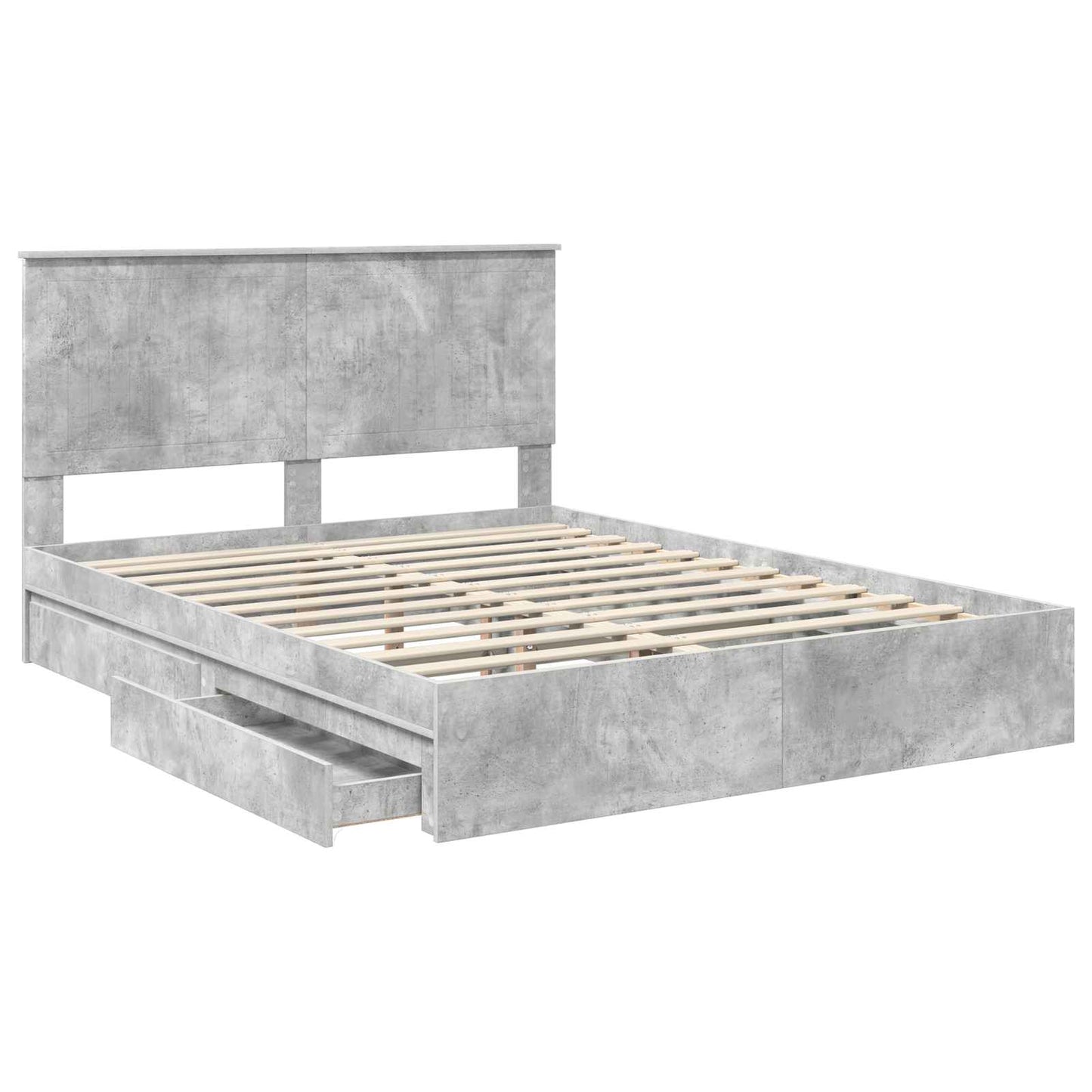 Letto con Contenitore con testiera Grigio cemento 150 x 200 cm