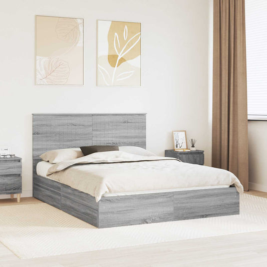Letto con Contenitore con cassetto Grigio Sonoma 150 x 200 cm