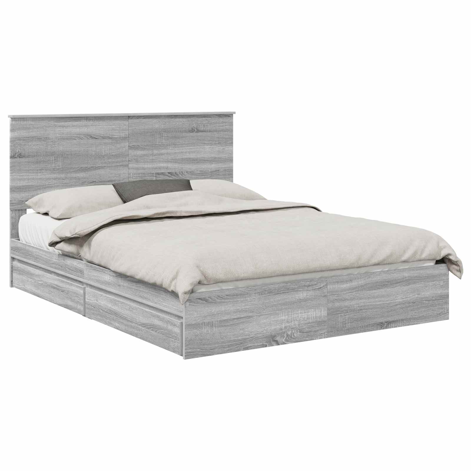 Letto con Contenitore con testiera Grigio Sonoma 150 x 200 cm | homemem39