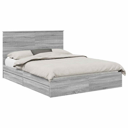 Letto con Contenitore con testiera Grigio Sonoma 150 x 200 cm | homemem39