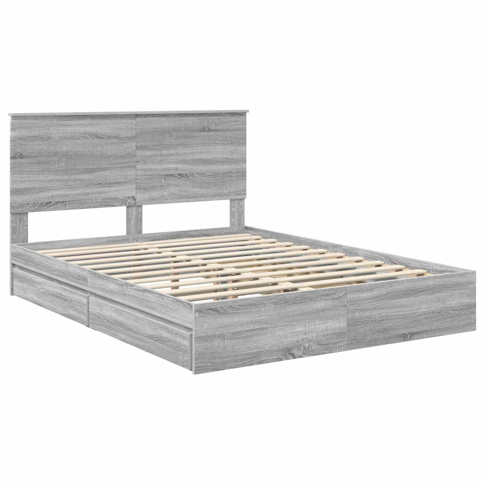 Letto con Contenitore con testiera Grigio Sonoma 150 x 200 cm | homemem39