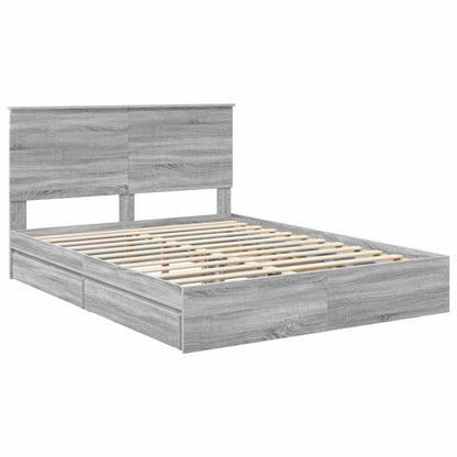 Letto con Contenitore con testiera Grigio Sonoma 150 x 200 cm | homemem39
