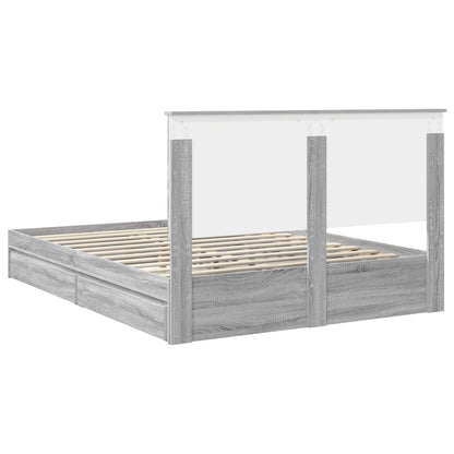 Letto con Contenitore con testiera Grigio Sonoma 150 x 200 cm | homemem39
