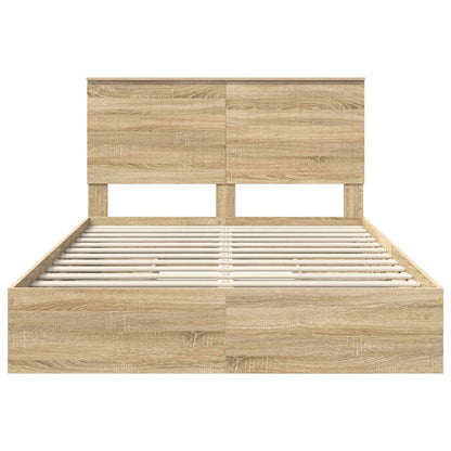 Letto con Contenitore con testiera Rovere Sonoma 140 x 200 cm