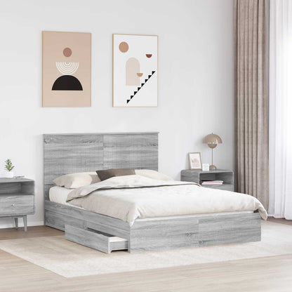 Letto con Contenitore con testiera Grigio Sonoma 140 x 200 cm | homemem39