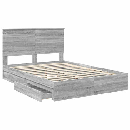 Letto con Contenitore con testiera Grigio Sonoma 140 x 200 cm | homemem39