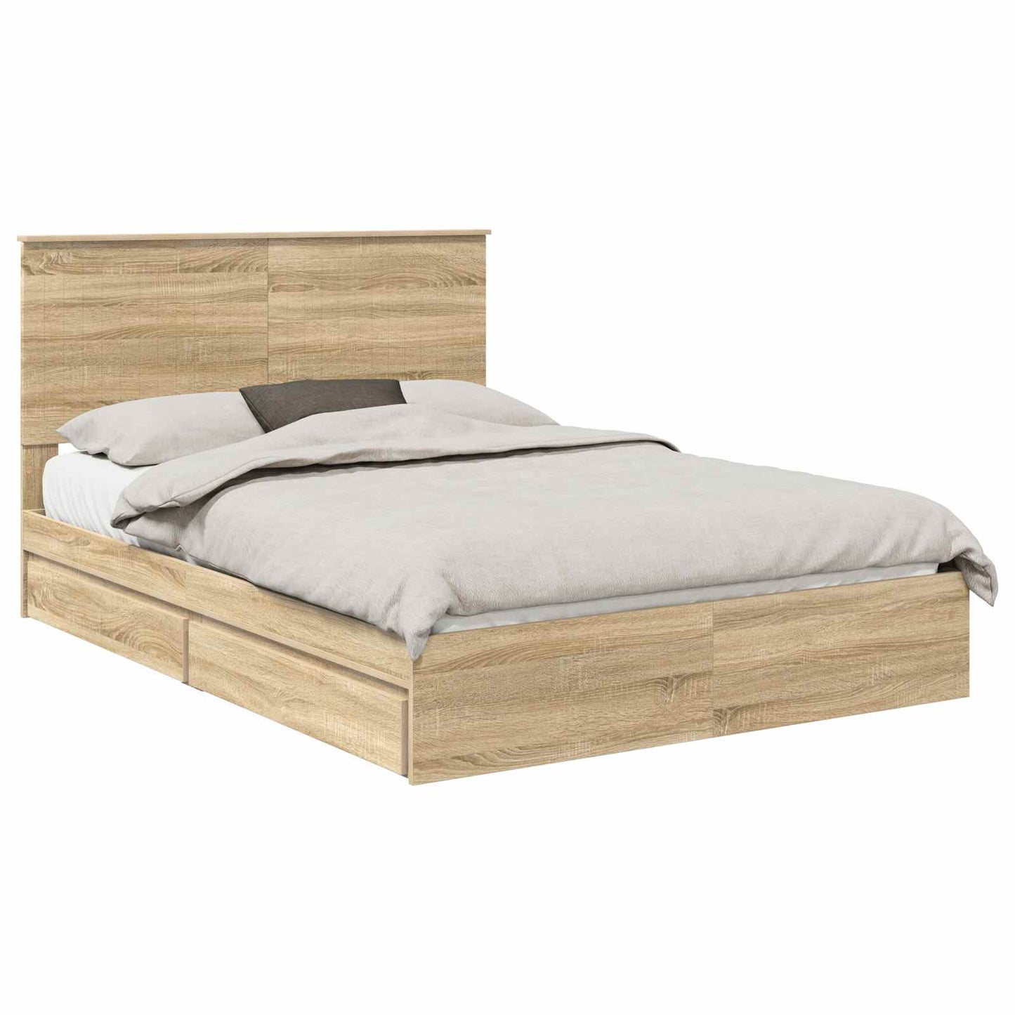 Letto con Contenitore con testiera Rovere Sonoma 135 x 190 cm | homemem39