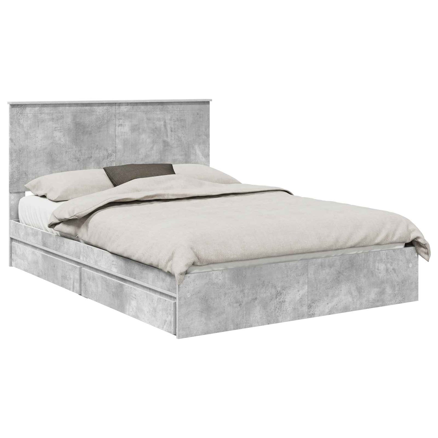 Letto con Contenitore con testiera Grigio cemento 135 x 190 cm | homemem39