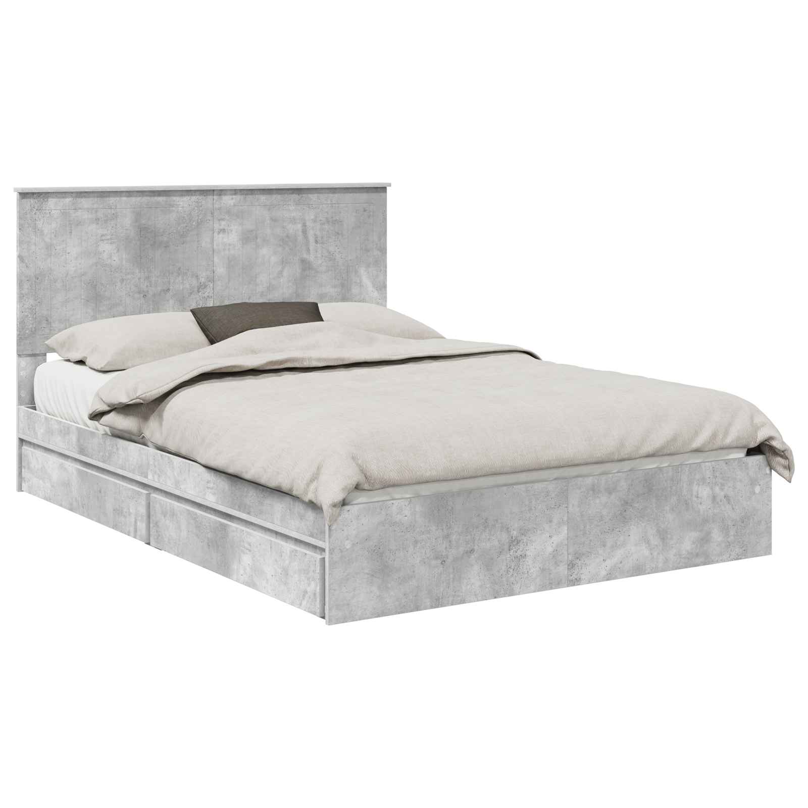 Letto con Contenitore con testiera Grigio cemento 135 x 190 cm | homemem39