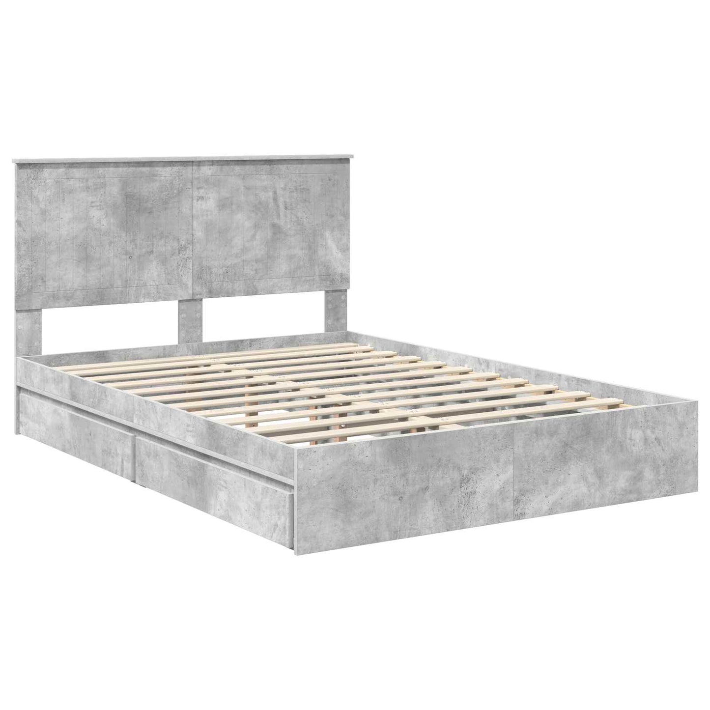 Letto con Contenitore con testiera Grigio cemento 135 x 190 cm | homemem39