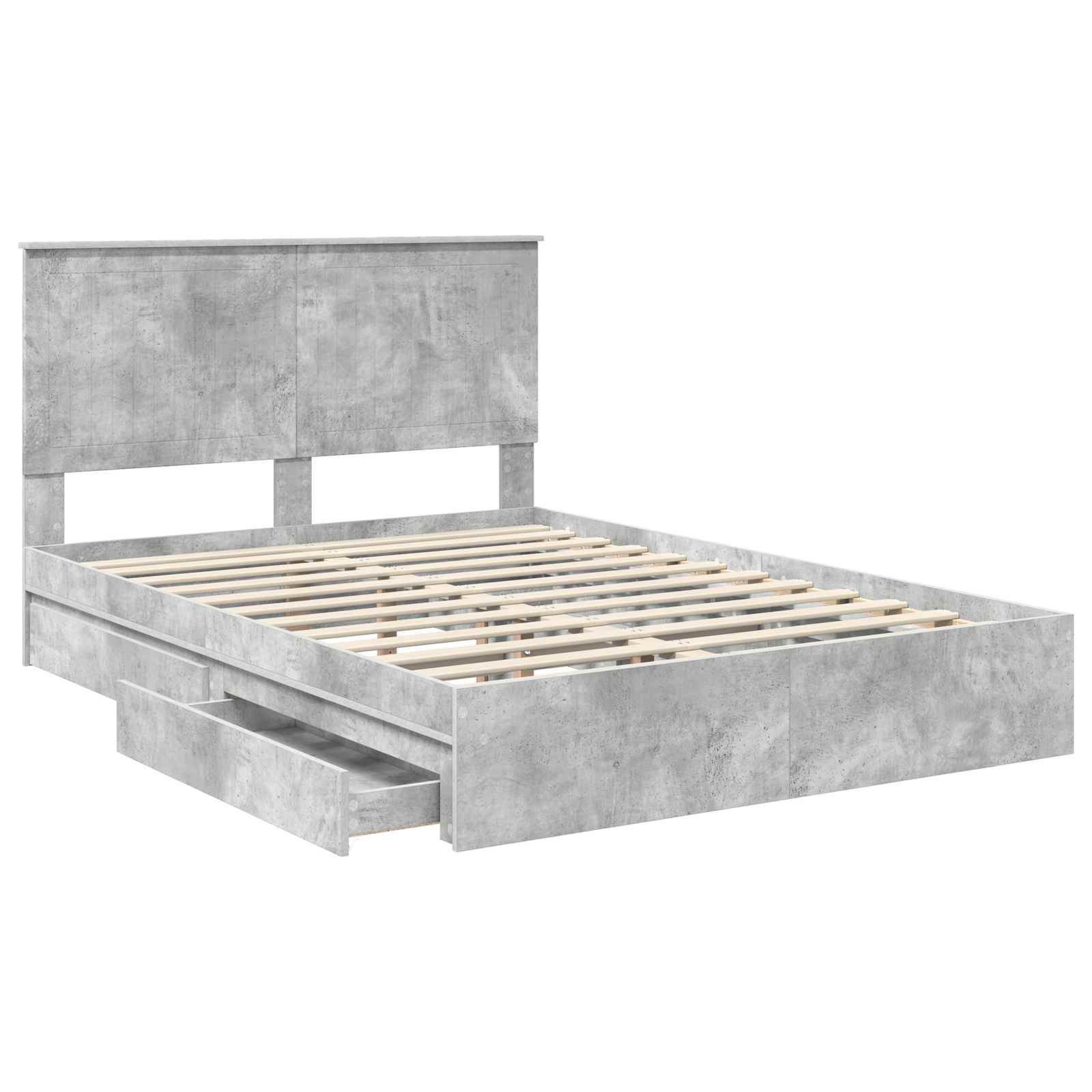 Letto con Contenitore con testiera Grigio cemento 135 x 190 cm | homemem39