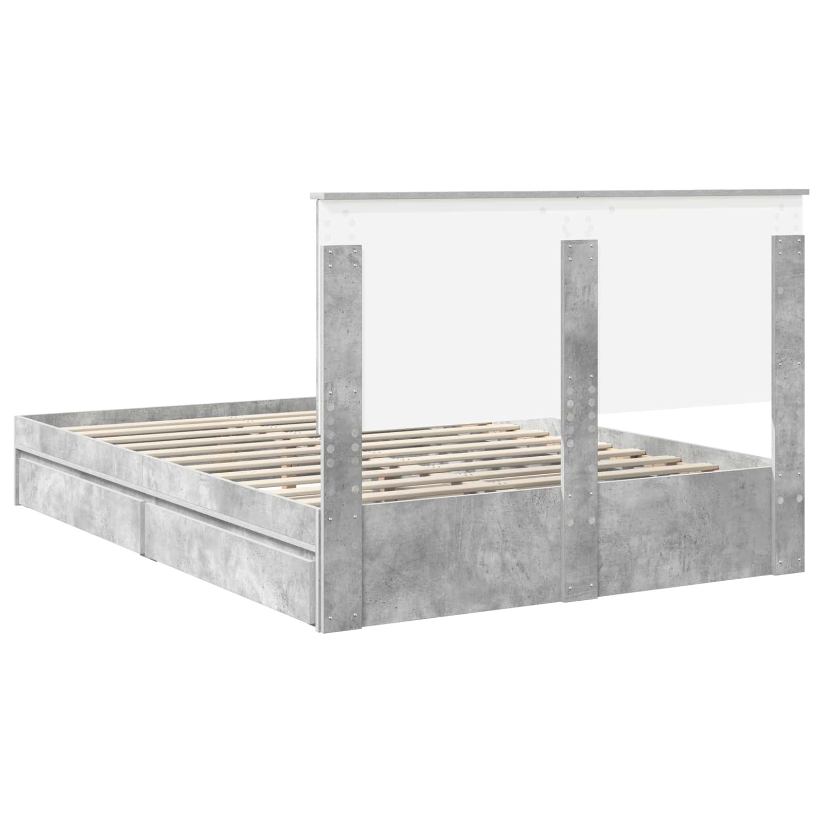 Letto con Contenitore con testiera Grigio cemento 135 x 190 cm | homemem39
