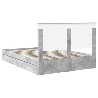 Letto con Contenitore con testiera Grigio cemento 135 x 190 cm | homemem39