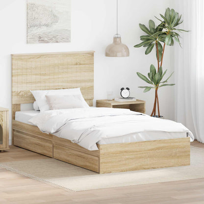 Letto con Contenitore con testiera Rovere Sonoma 100 x 200 cm | homemem39