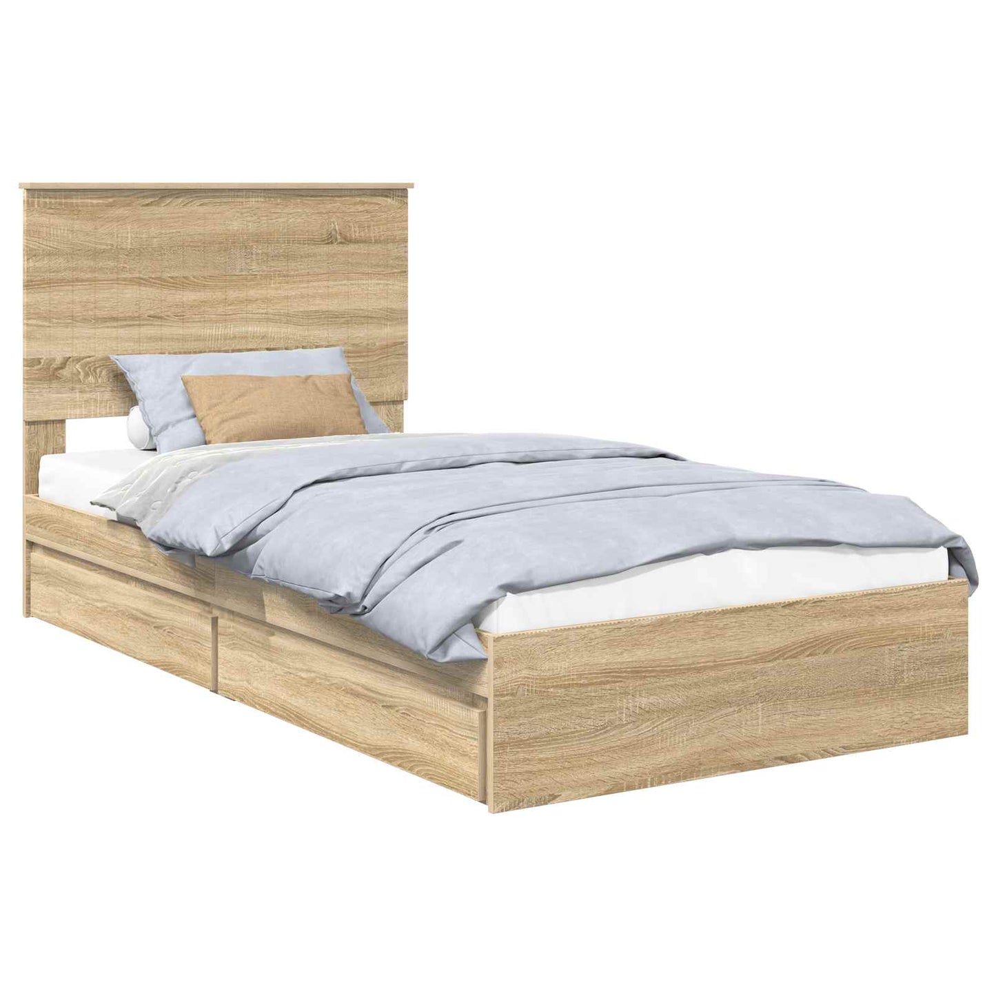 Letto con Contenitore con testiera Rovere Sonoma 100 x 200 cm | homemem39