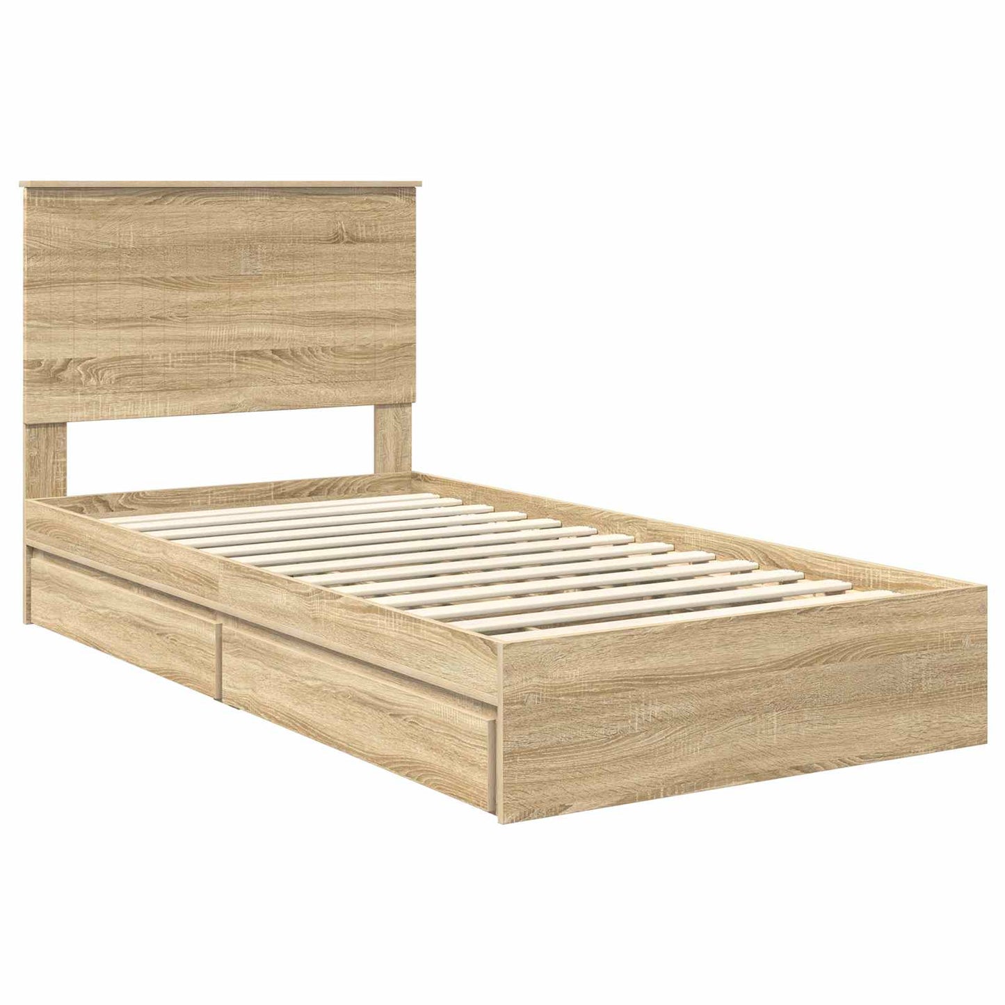 Letto con Contenitore con testiera Rovere Sonoma 100 x 200 cm | homemem39