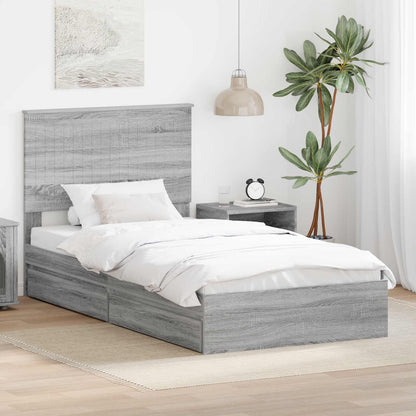 Letto con Contenitore con testiera Grigio Sonoma 100 x 200 cm | homemem39